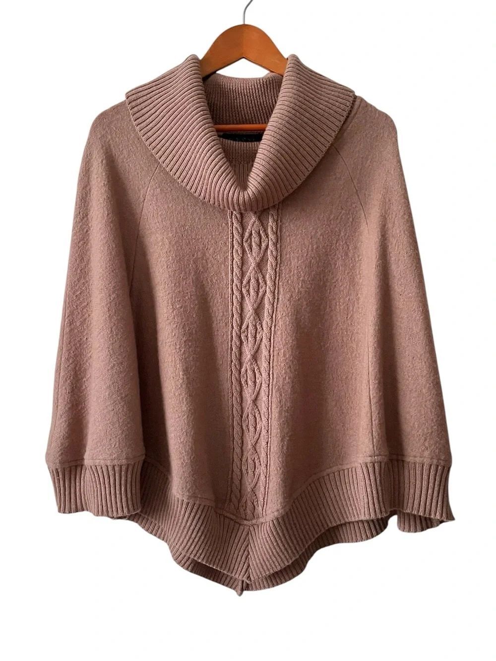 August Silk Cowl Neck Poncho Cape Sweater